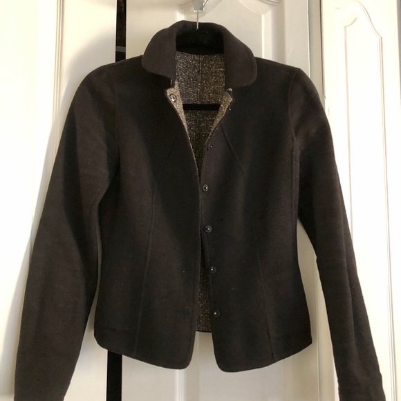 Elie Tahari Reversible Brown Tweed Wool Blazer Small Size 4 - Picture 2 of 8
